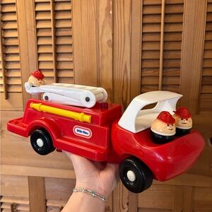 Vintage Little Tikes Red Fire Truck Toy with Removable Figures